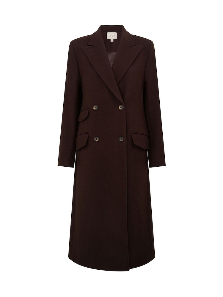 Vivere Brown Edwina Tailored Midaxi Chocolate Coat - Image 6 of 6