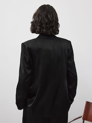 Vivere Black Noah Satin Belted Blazer - Image 3 of 5