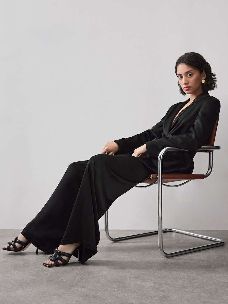 Vivere Black Noah Satin Belted Blazer - Image 4 of 5
