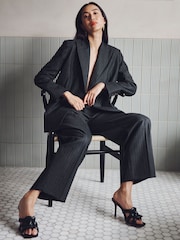 Vivere Grey Vivienne Pinstripe Pleated Trousers - Image 1 of 7