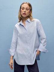 Vivere Blue Oversized James Classic 100% Cotton Shirt - Image 2 of 5