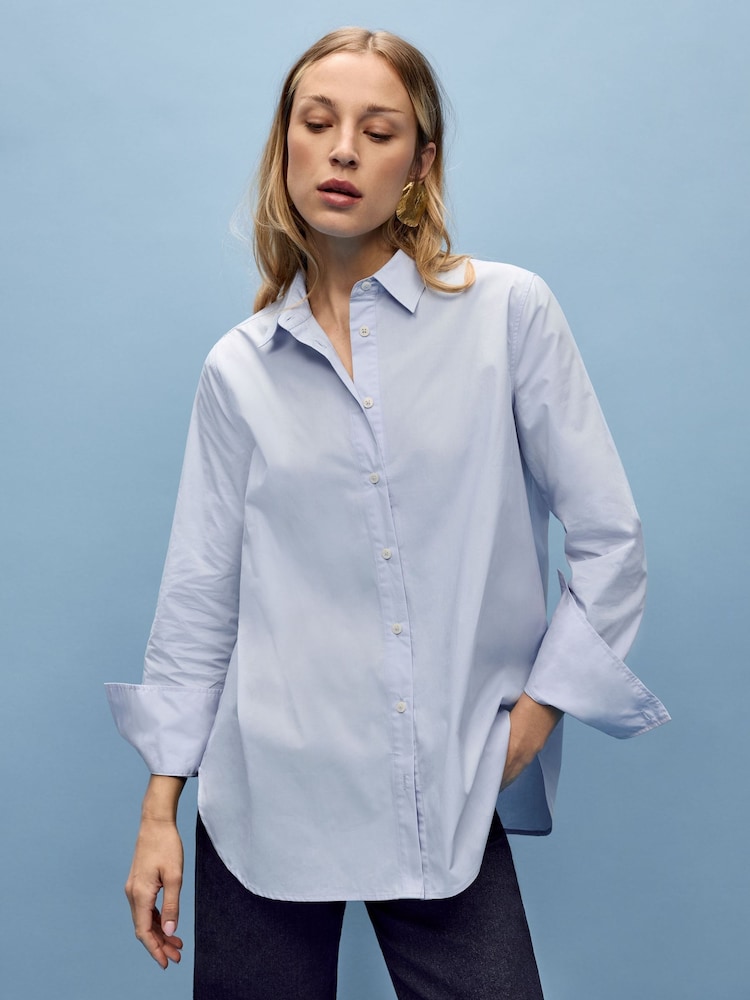 Vivere Blue Oversized James Classic 100% Cotton Shirt - Image 2 of 5