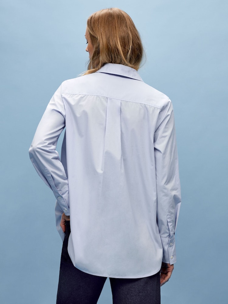 Vivere Blue Oversized James Classic 100% Cotton Shirt - Image 3 of 5