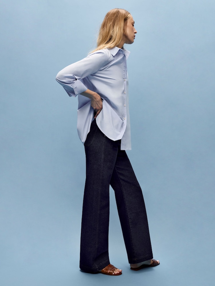 Vivere Blue Oversized James Classic 100% Cotton Shirt - Image 4 of 5