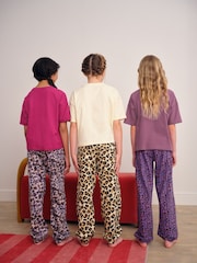 Plum/Brown Animal Print Joggers Pyjamas 3 Pack - Image 3 of 11