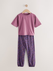 Plum/Brown Animal Print Joggers Pyjamas 3 Pack - Image 9 of 11
