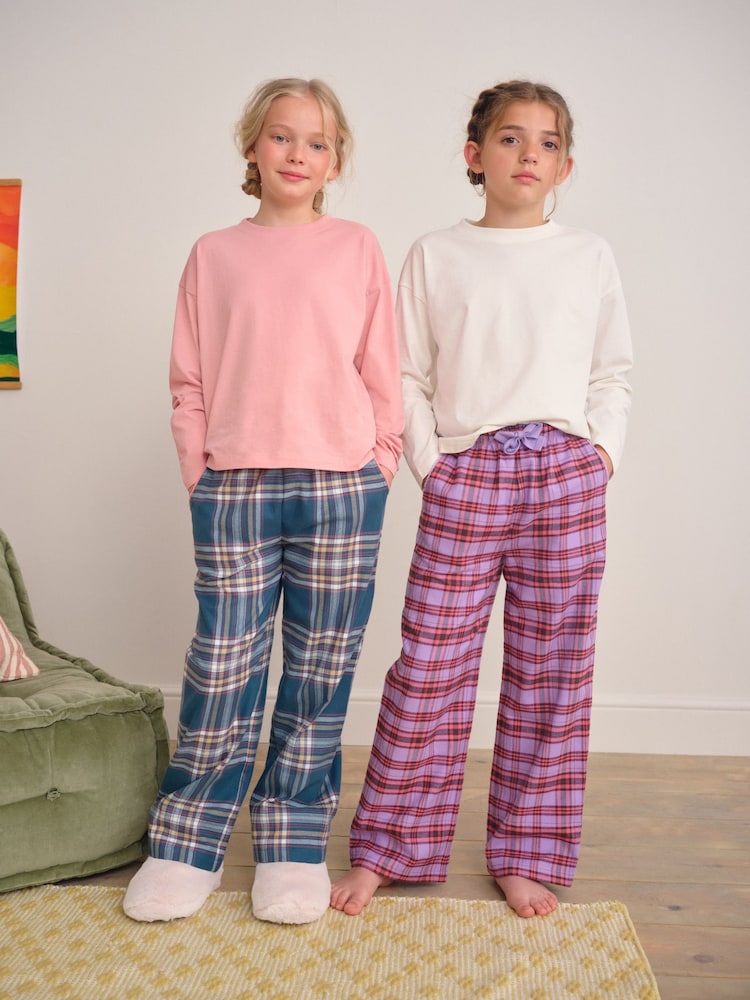 Green/Pink Check Woven Pyjama Bottoms 2 Pack (3-16yrs) - Image 1 of 3