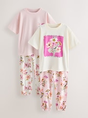 Pink/White Floral Print Jogger Pyjamas 2 Pack (3-16yrs) - Image 1 of 6