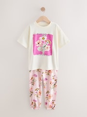 Pink/White Floral Print Jogger Pyjamas 2 Pack (3-16yrs) - Image 3 of 6
