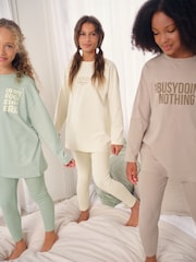 Neutral Slogan Legging Pyjamas 3 Pack (3-16yrs) - Image 3 of 10