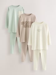 Neutral Slogan Legging Pyjamas 3 Pack (3-16yrs) - Image 5 of 10