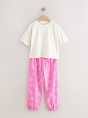 Pink/Blue Happy Face Joggers Pyjamas 2 Pack (3-16yrs) - Image 2 of 6