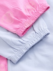 Pink/Blue Happy Face Joggers Pyjamas 2 Pack (3-16yrs) - Image 6 of 6