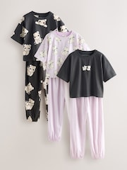 Black/White Panda Print - Pack de 3 pijamas con pantalones de chándal (3-16 años) - Imagen 1 de 7