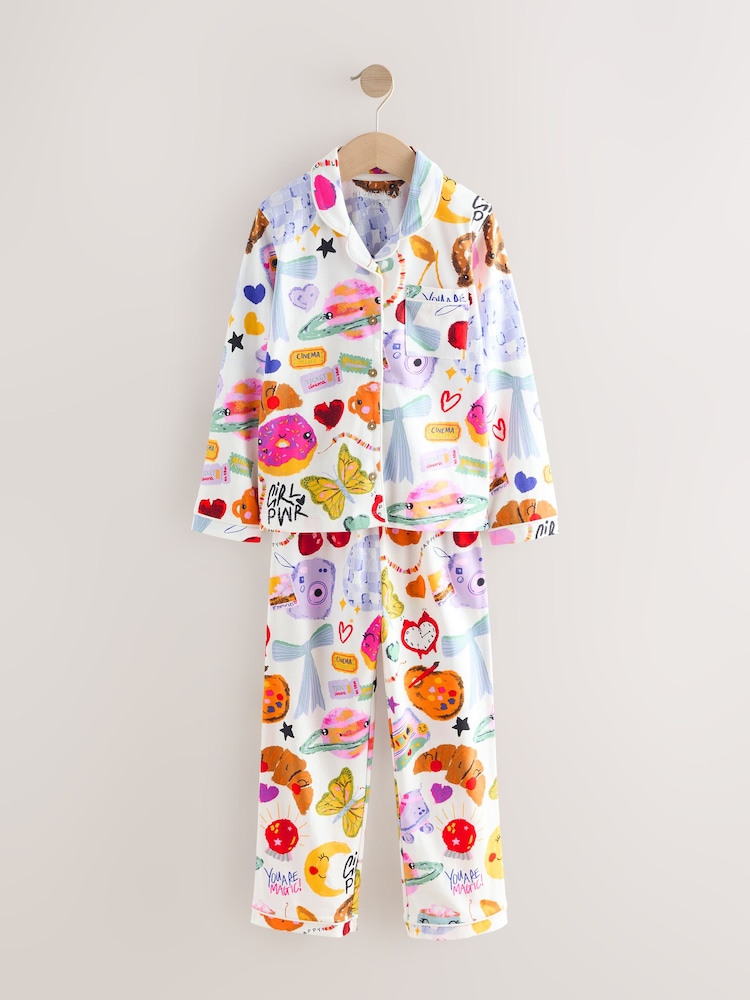 Ecru White Food Print Button Through Pyjamas (3-16yrs) - Image 1 of 4
