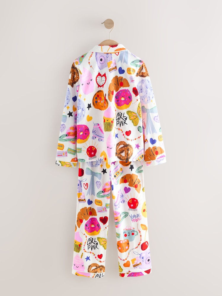 Ecru White Food Print Button Through Pyjamas (3-16yrs) - Image 2 of 4 Ecru White Food Print Button Through Pyjamas (3-16yrs) - Image 2 of 4