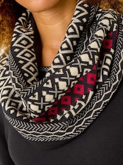 Roman Red 2-in-1 Nordic Print Scarf Neck Knitted Dress - Image 2 of 5