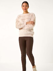Roman Brown Fleece Lined Stretch Bengaline Trousers - Image 2 of 5