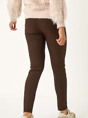 Roman Brown Fleece Lined Stretch Bengaline Trousers - Image 3 of 5