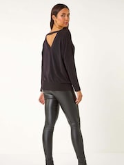 Roman Pink Shimmer Glitter Banded Hem T-Shirt - Image 3 of 5