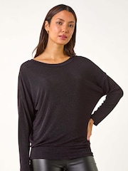 Roman Pink Shimmer Glitter Banded Hem T-Shirt - Image 4 of 5