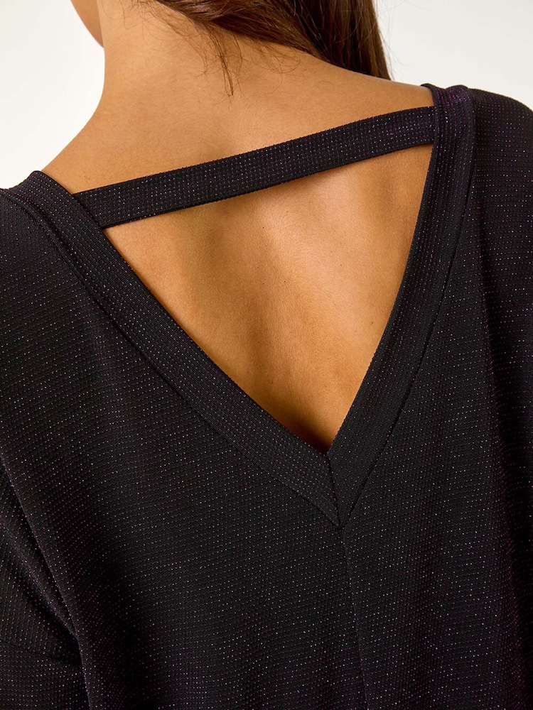 Roman Pink Shimmer Glitter Banded Hem T-Shirt - Image 5 of 5