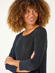 Roman Blue Shimmer Chiffon Hem Top - Image 5 of 6