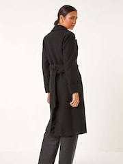 Roman Black Belted Double Breasted Coat - Image 4 of 6