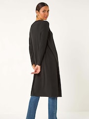 Roman Black Longline Snit Cardigan - Image 4 of 6
