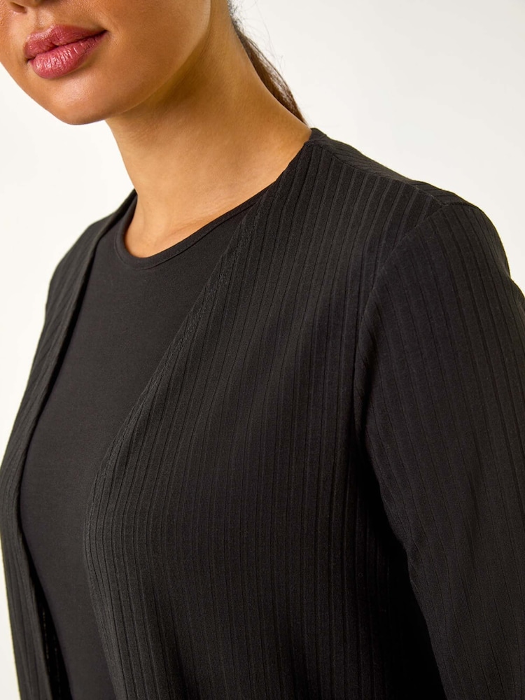 Roman Black Longline Snit Cardigan - Image 6 of 6