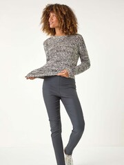 Roman Grey Fleece Lined Stretch Bengaline Trousers - Image 3 of 6