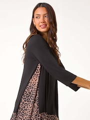 Roman Black Animal Print Mesh Hem Tunic - Image 4 of 5