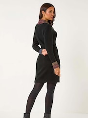 Roman Red Overlap V-Neck Knit Dress - Image 3 of 5