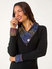 Roman Red Overlap V-Neck Knit Dress - Image 4 of 5
