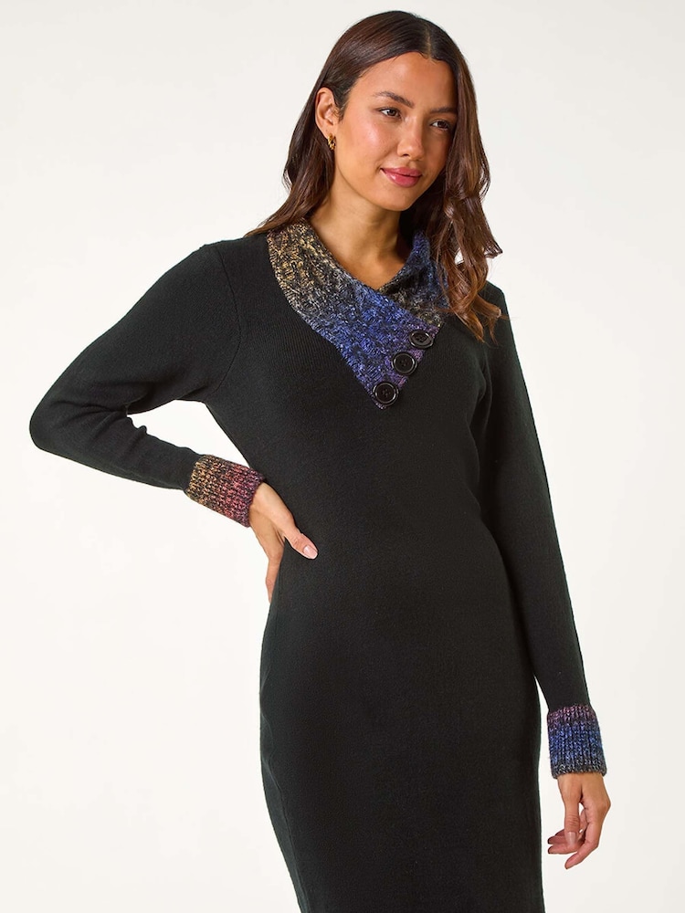 Roman Red Overlap V-Neck Knit Dress - Image 5 of 5