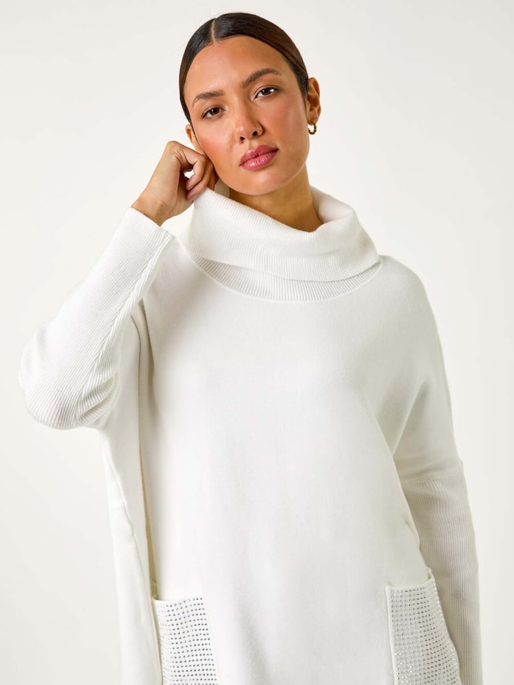 Roman white Sparkle Pocket Poncho Jumper - Image 1 of 5