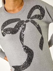 Roman Grey Bow Sequin Detail Knit Jumper - Image 5 of 5
