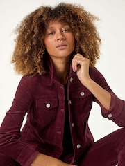 Roman Red Corduroy Pocket Detail Stretch Jacket - Image 2 of 5