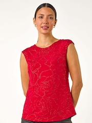 Roman Red Glitter Rose Bow Back Vest Top - Image 4 of 5
