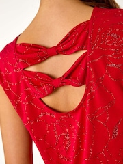 Roman Red Glitter Rose Bow Back Vest Top - Image 5 of 5