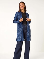 Roman Blue Longline Sequin Stretch Jacket - Image 2 of 5