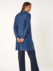 Roman Blue Longline Sequin Stretch Jacket - Image 3 of 5