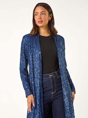 Roman Blue Longline Sequin Stretch Jacket - Image 4 of 5
