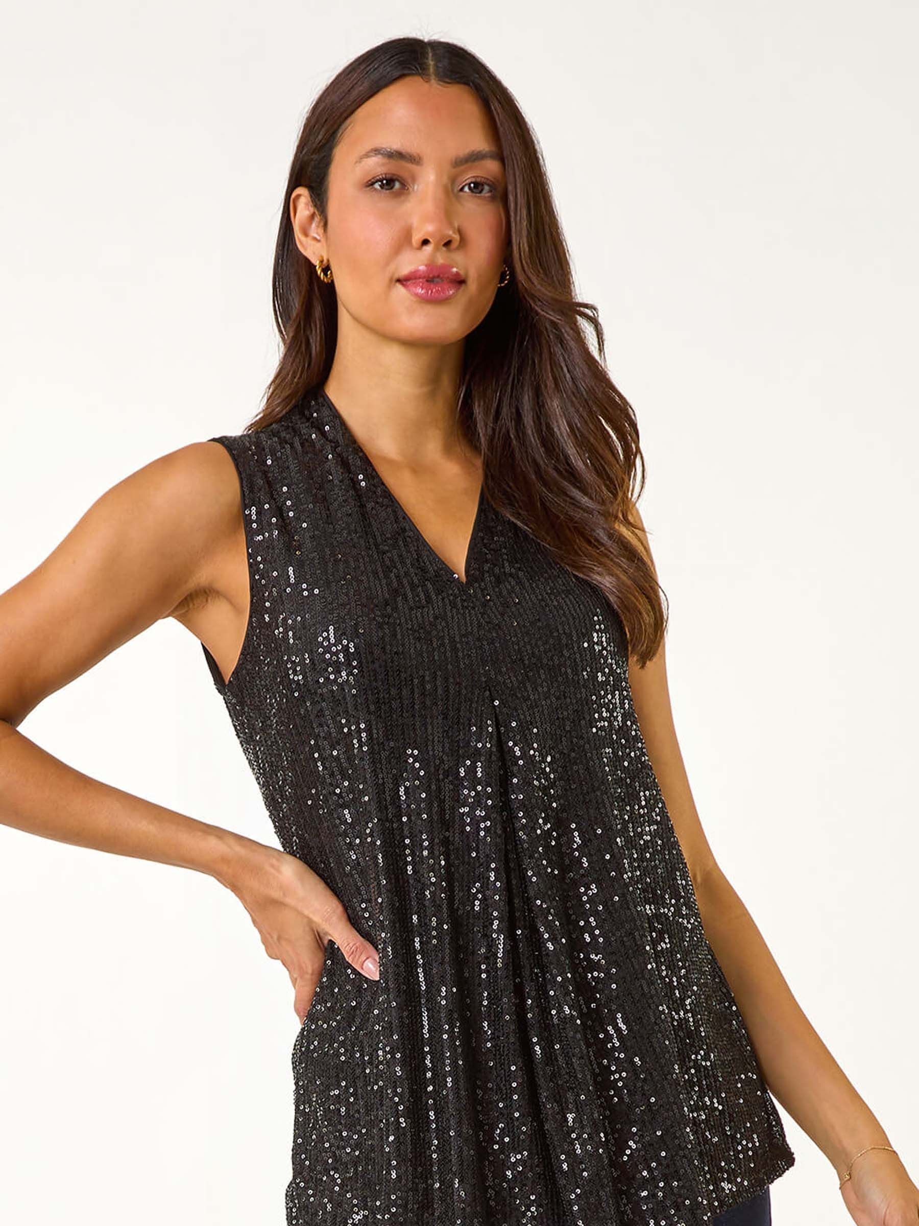 black sparkly vest tops uk