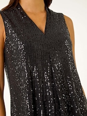 Roman Black Sequin Front Pleat Vest - Image 5 of 5