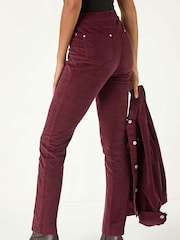 Roman Red Corduroy Straight Stretch Jeans Trousers - Image 3 of 5