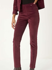 Roman Red Corduroy Straight Stretch Jeans Trousers - Image 4 of 5