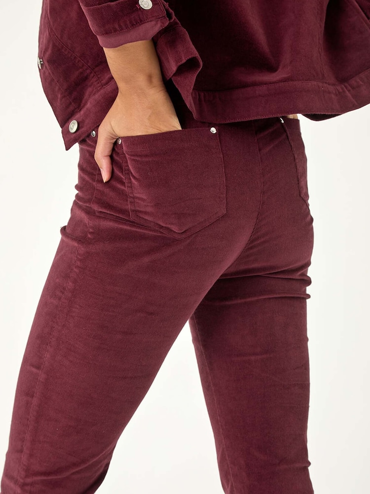 Roman Red Corduroy Straight Stretch Jeans Trousers - Image 5 of 5