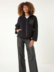 Roman Black Funnel Neck Fleece Jacket - Image 2 of 5
