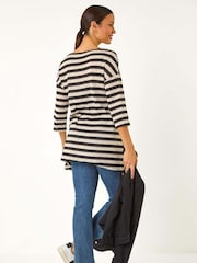 Roman Crochet Knit Stripe Tunic Top - Imagen 4 de 6